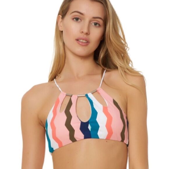 NWT MSRP $94 Red Carter Cutout Keyhole High Neck Bikini Top Women's Size Large - Picture 2 of 8